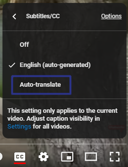 how to translate youtube videos to english without cc